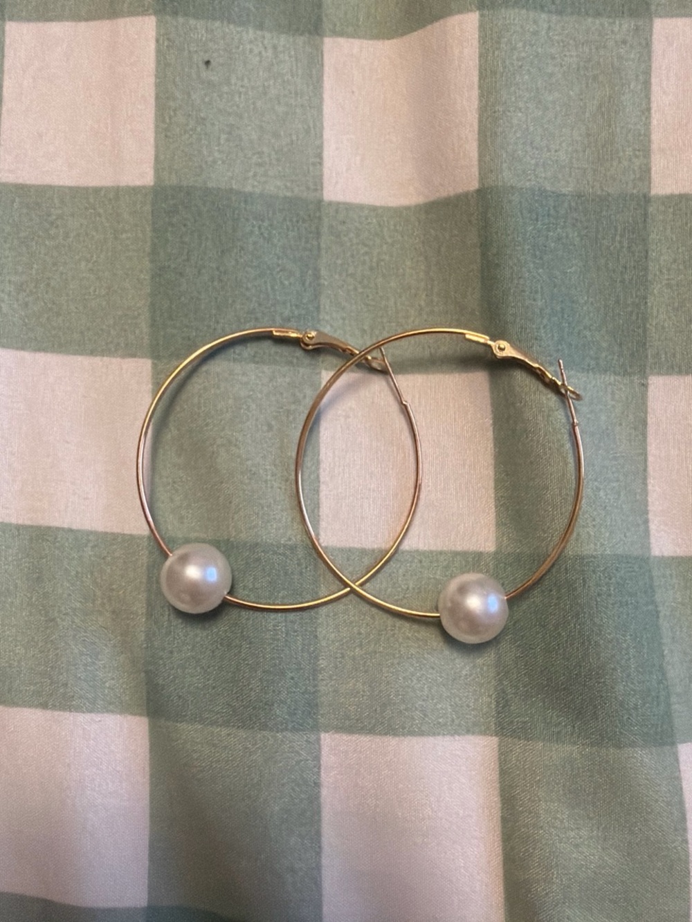 gold pearl hoops